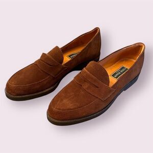 COLE HAAN Vintage Brown Suede Penny Loafers Like New!